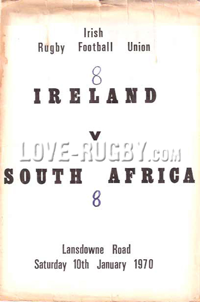 1970 Ireland v South Africa  Rugby Programme